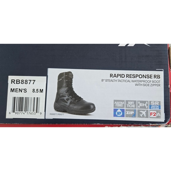 Reebok Rapid Response RB RB8877 Mens 8.5 Waterproof Tactical Side Zip BootsBlack - Picture 8 of 9